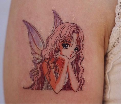 Color Fairy Tattoo, Kitten Tattoo, Healed Tattoo, Tattoo Anime, Doll Tattoo, Pokemon Tattoo, Petite Tattoos, Kawaii Tattoo, Парные Тату