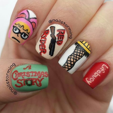 Movie Nails, Holidays Nails, Christmas Nail Polish, Festive Nail Art, Awesome Nails, Holiday Nail, Finger Nails, Nail Beauty, Snow Angels