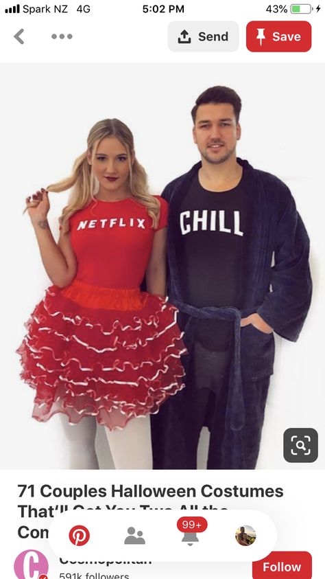 Netflix And Chill Costumes, Netflix And Chill, Couple Halloween, Couple Halloween Costumes, Couples Costumes, Peplum Dress, Halloween Costumes, Cocktail Dress, Formal Dresses