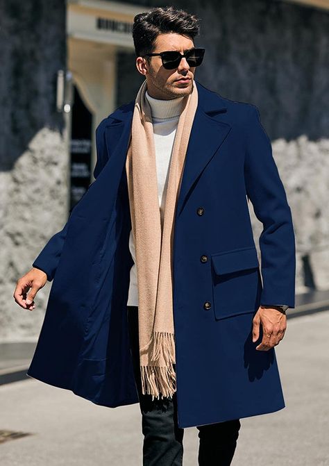 #menswear#trenchcoat#coat#slimfit#luxury# #proffesional#navybluecoat Mens Trench Coat, Men's Business Casual Style, Navy Trench Coat, Mens Overcoat, Street Jacket, Men's Trench Coat, Coats For Men, Trench Coat Outfit, Overcoat Jacket