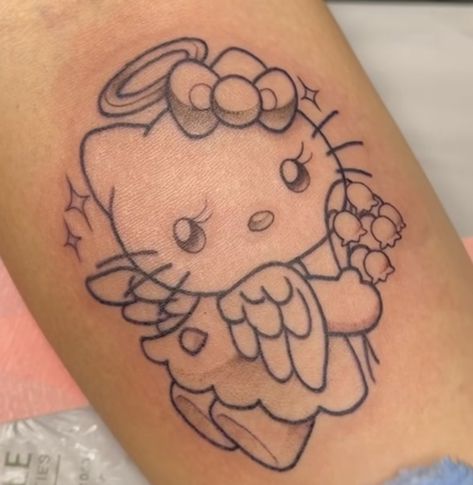 Angel Hello Kitty Tattoo, Hello Kitty Angel Tattoo, Devil Hello Kitty, Sanrio Tattoos, Angel Hello Kitty, Hello Kitty Angel, Hello Kitty Tattoo, Kitty Tattoos, Kitty Tattoo