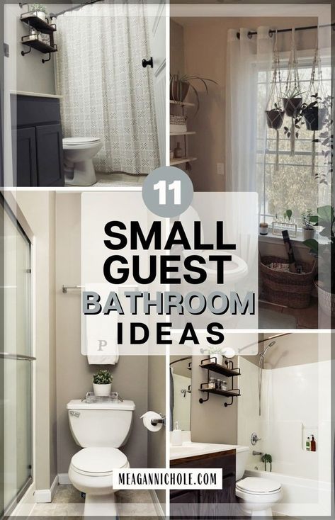 If you're looking for ways to decorate your small guest bathroom, get inspired by this list of small guest bathroom decor ideas. Maybe a small guest bathroom remodel isn't necessary! Avoid a remodel by using these budget-friendly guest bathroom decor ideas for your hall bathroom or half bath. Check out why I chose our small guest bathroom as the first room to decorate. Get all the small guest bathroom inspiration you need here at MeaganNichole.com Beautiful Guest Bathrooms, Small Guest Bathroom Decor, Small Guest Bathroom Remodel, Small Guest Bathroom Ideas Half Baths, Guest Bathroom Decor Ideas, Guess Bathroom, Small Guest Bathroom, Half Bathroom Decor Ideas, Small Guest Bathroom Ideas