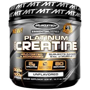 Muscletech, Essential Series, Platinum 100% Creatine, Unflavored, 14.11 oz (400 g) - iHerb Creatine Powder, Best Creatine, Sport Diet, Nutrition Sportive, Nutrition Branding, Increase Muscle Mass, Creatine Monohydrate, Bodybuilding Supplements, Sports Supplements