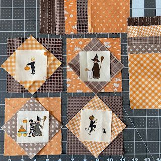 Economy Block tutorial | Carried Away Quilting | Bloglovin’ Economy Block, Halloween Quilt Patterns, Sunflower Quilts, Halloween Sewing, Scrappy Quilt Patterns, Holiday Quilts, Fall Quilts, Patchwork Quilt Patterns, Halloween Quilts