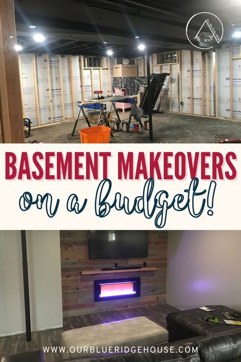 10 Ideas for basement remodels to save your budget. #basement Very Small Basement Ideas, Basement Before And After Unfinished, Budget Friendly Basement Remodel, Ugly Basement Makeover On A Budget, Affordable Basement Remodel, Rustic Basement Design Inspiration, Old Basement Makeover, Old Basement Remodel Before And After, Decorating Unfinished Basement