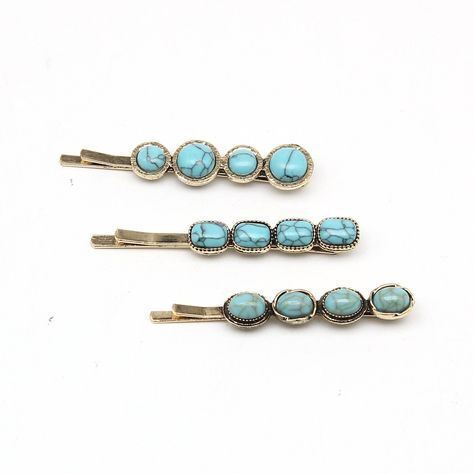 Turquoise Hair Pin Set, Western Hair Clip, Vintage Gold Hairpin, Womens Hair Pieces, Fashion Accessories, Cute Bobby Pin, Gift for Her - Etsy Western Hair, Tusk Pendant, Turquoise Hair, Gold Hair Pin, Womens Hair, Accessories Cute, Hair Trend, Bobby Pin, Green Quartz