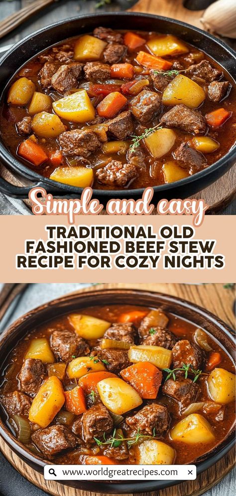 Simplify your dinner plans with this Easy Slow-Cooked Old Fashioned Beef Stew Meal. This recipe is perfect for busy weeknights, allowing you to prep in advance and let the slow cooker do the work. Packed with tender beef, hearty potatoes, and sweet carrots, it’s a comforting dish that satisfies every appetite. Follow our tips to enhance flavors and achieve the ultimate tender texture, making this stew a family favorite that’s as easy to make as it is delicious! Quick Easy Family Meals, Old Fashioned Beef Stew, Sweet Carrots, Cozy Dinners, Dinners Easy, Sweet Carrot, Dinner Plans, Beef Tips, Carrots And Potatoes