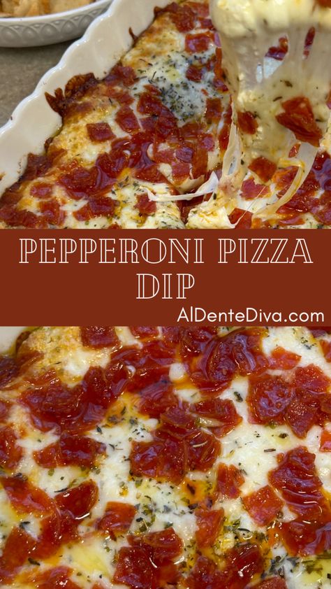 New Year's Appetizers, New Year Food Ideas, New Years Food Ideas, Appetizers For Christmas Party, Pizza Dips, Pepperoni Dip, Pepperoni Pizza Dip, Hot Dips, Pepperoni Recipes