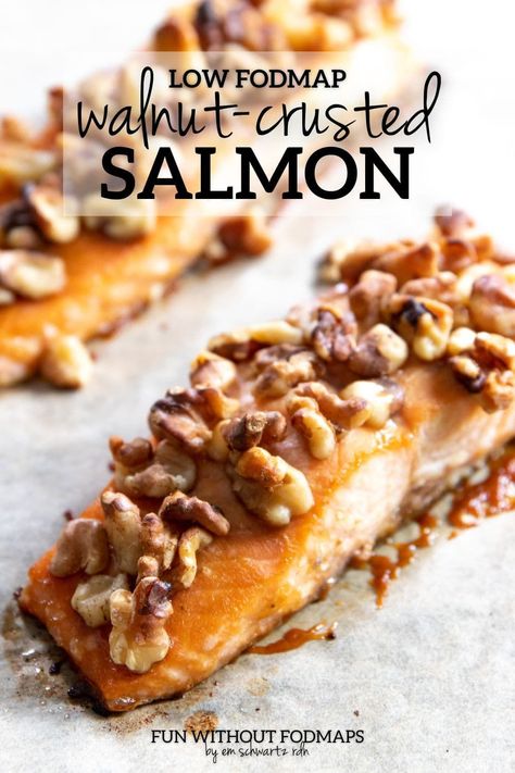 Low Fodmap Salmon, Fodmap Salmon, Walnut Crusted Salmon, Maple Mustard Salmon, Fodmap Meals, Crusted Salmon Recipes, Fluffy Quinoa, Low Fodmap Chicken, Fodmap Snacks