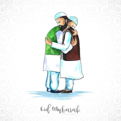 Muslim man people hugging and wishing ei... | Free Vector #Freepik #freevector #eid-mubarak-arabic #ramadan-decoration #islamic-wallpaper #ramadan-mosque Wishing Eid Mubarak, Ramadan Mosque, Hugging Drawing, People Hugging, Ramadan Decoration, Celebration Background, Muslim Pictures, Muslim Men, Psd Icon