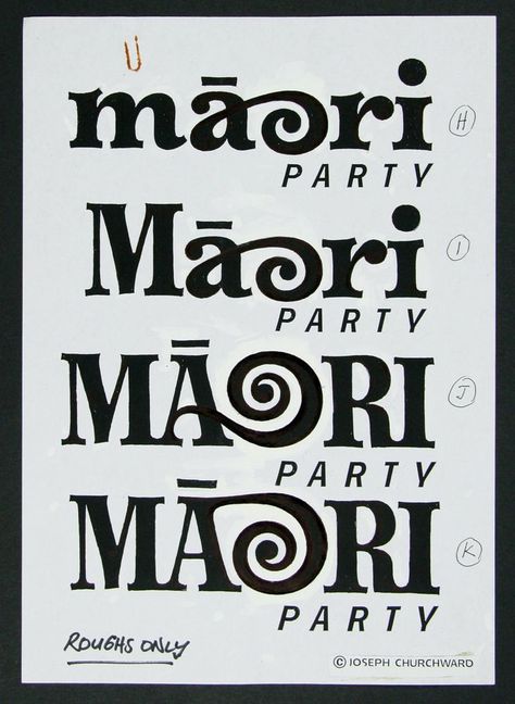 Maori Graphic Design, Maori Alphabet, Saloon Names, Party Logo Design, Cream Branding, Maori Culture, Graphic Artist Designer, Maori Designs, Party Logo