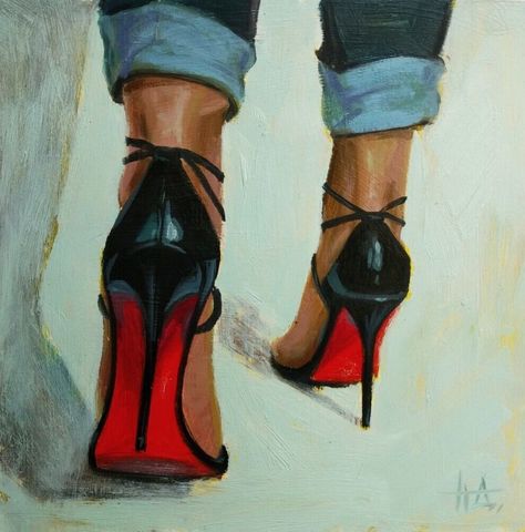 Original Oil Painting High Heel Shoes 6x6 inches Fashion Painting Mirror Photography, Gallery Website, Fashion Painting, Daily Paintworks, Woman Painting, Fine Art Gallery, New Artists, Original Fine Art, Selling On Ebay