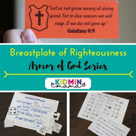 Breastplate Of Righteousness Activity, Breastplate Of Righteousness Lesson, Armor Of God Lesson, Diy Ephemera, Breastplate Of Righteousness, Grandma Camp, Kids Church Lessons, The Armor Of God, Bible Teaching