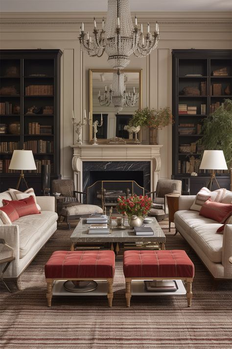 The Secret to Good Design: Symmetry and Balance - Posh Pennies Traditional Interior Design Living Room, Large Living Room Window Ideas, Wall Mirrors Ideas, Large Living Room Window, Living Room Window Ideas, Extra Large Living Room Layout, Houzz Living Room, Large Living Room Wall Decor, Large Living Room Ideas