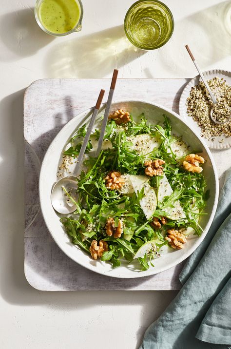 Pear Walnut Salad, Parmesan Salad, Melbourne Food, Walnut Salad, Vegan Parmesan, Food Photography Inspiration, Food Photography Styling, Hemp Seeds, Beautiful Food