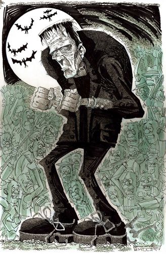 Cartoon: Frankenstein and Friends (medium) by Cartoons and Illustrations by Jim McDermott tagged frankenstein,monster,scary,movies Monster Scary, Autumn Images, Frankenstein Art, Halloween Pics, Frankenstein Monster, Horror Punk, Dance Ideas, Frankenstein Halloween, Horror Monsters