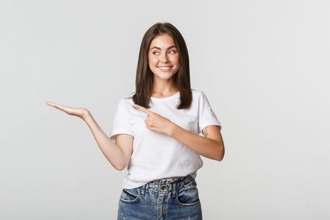 Attractive young woman pointing finger a... | Free Photo #Freepik #freephoto #woman Blond Model, Hipster Clothes, Excited Girl, Girl Smiling, Pointing Fingers, Hipster Girls, Cartoon Pictures, Brunette Woman, European Women