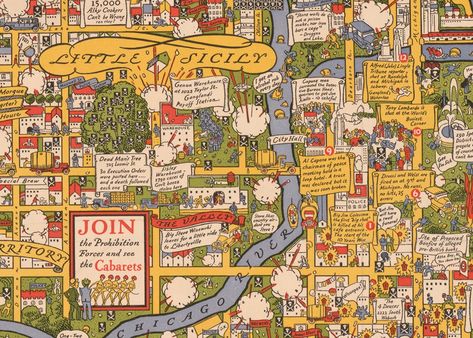 Geography Isn’t Sacred in the Playful World of Pictorial Maps Prohibition Era, Pictorial Maps, Los Angeles City, Art Deco Movement, Mystery Of History, Sense Of Place, Illustrated Map, Map Design, American Design