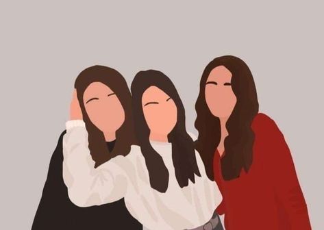 3 Friends Illustration Aesthetic, 3 Friends Aesthetic Cartoon, Custom Portrait Illustration, Friends Illustration, Friend Cartoon, Art Friend, Drawings Of Friends, Cartoon Girl Drawing, Illustration Art Girl