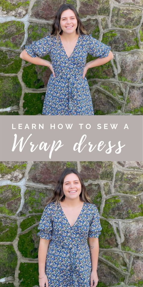 Wrap Dress Pattern Free, Wrap Dresses Diy, Wrap Dress Tutorial, Diy Wrap Dress, Summer Wrap Dress, Summer Dress Sewing Patterns, Wrap Dress Sewing Patterns, Simple Summer Dresses, Wrap Dress Pattern