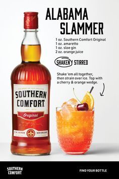 Alabama Slammer, Cocktail Recipes Whiskey, Recipes Drinks, Cocktail Drinks Alcoholic, Perfect Summer Drink, Mixed Drinks Alcohol, Liquor Drinks, Boozy Drinks, Drinks Alcohol