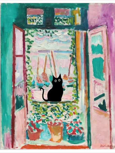 https://amzn.to/3ONBbqQ Matisse Open Window, Cat Poster, Black Cat Art, Open Window, Henri Matisse, Funny Cat, Cat Art, Black Cat, Canvas