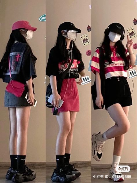 Cute Streetwear Outfits Korean, Style Korean Girl Outfit, Chinatown Outfit Ideas, Kpop Fashion Outfits Girls Korean Style, Korean Baddie Outfits, Outfit Ideas Chinese, Kpop Outfits Casual, Asian Style Outfits, Cute Kpop Outfits