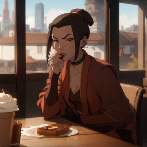 Ty Lee X Azula, Azula Avatar, Azula And Ursa Fanart, Azula With No Makeup, Modern Azula Fanart, Azula With Her Hair Down, Azula And Tylee Avatar, Avatar Azula, Ty Lee