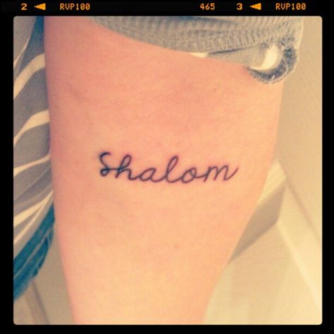 Shalom: wholeness, peace, and complete well-being. My newest tattoo! Shalom Tattoo, Rachel Tattoo, Conor Maynard, E Tattoo, Dainty Tattoos, Infinite Possibilities, Art Things, Word Tattoos, Unique Tattoos