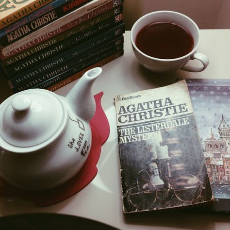 Forever Lost in Literature Agatha Christie Books, Tea And Books, Miss Marple, Hercule Poirot, Aesthetic Blue, A Cup Of Tea, High Society, Coffee And Books, Agatha Christie