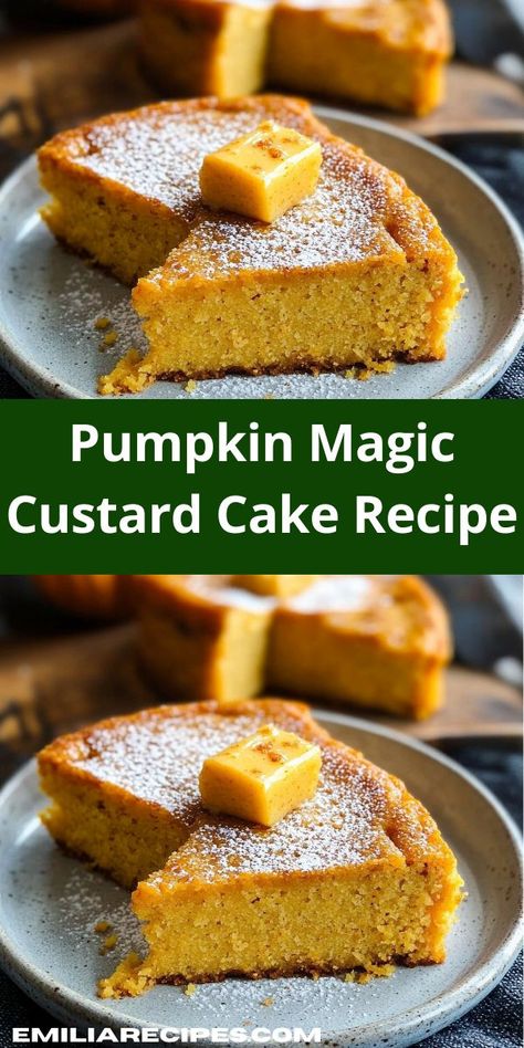 Need easy dessert recipes? Try this Pumpkin Magic Custard Cake Recipe! A flavorful pumpkin recipe that’s perfect for lunch recipes, dinner ideas, or any dessert ideas craving. Magic Custard Cake Recipe, Pumpkin Magic Cake, Pumpkin Magic, Magic Custard Cake, Custard Cake Recipes, Creative Dessert Recipes, Pumpkin Recipes Easy, Pumpkin Recipe, Custard Cake