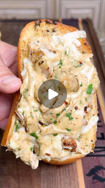 Jordan Hanger on Instagram: "The viral Chicken Alfredo garlic bread! Comment recipe and I’ll dm you the link.

#chickenalfredo #garlicbread 

https://theninjacue.com/the-viral-chicken-alfredo-garlic-bread/" Alfredo Garlic Bread, Poultry Seasoning, Dinner Sides, Crushed Red Pepper, Chicken Alfredo, Breaded Chicken, Crushed Red Pepper Flakes, Garlic Paste, Chicken Dishes Recipes