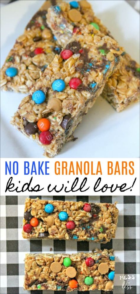 Bake Granola Bars, No Bake Granola, No Bake Granola Bars, Baked Granola, Kids Cooking Recipes, Homemade Granola Bars, Granola Bar, Easy No Bake, Baking With Kids