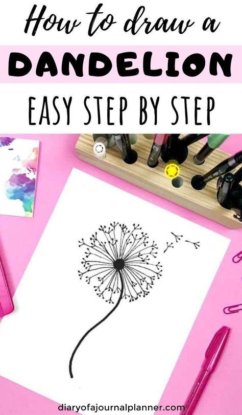 Dandelion drawing, dandelion drawing simple, dandelion drawing blowing, dandelion drawing easy, dandelion drawing realistic, dandelion doodle, dandelion doodle simple, dandelion doodle bullet journal, #bulletjournal #bulletjournalideas #bulletjournalspread #bulletjournaling #bulletjournalinspiration #bujo #bujojunkies #bujolove #bujoinspire #bujocommunity #bulletjournaljunkies #bujoideas #bujoinspiration #planner #planneraddict #plannergirl #plannerideas #plannerpages Dandelion Doodle, Draw A Dandelion, Dandelion Drawing, Bujo Cover, Easy Flower Drawings, Doodle Flowers, Flower Drawing Tutorials, Drawing Step By Step, Easy Doodles