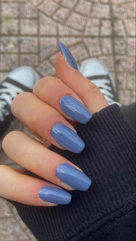 Bluish Grey Nails, Grey Blue Nail Color, Blueish Gray Nails, Blueish Grey Nails, Blue Gray Nails, Grey Blue Nails, Blue Grey Nails, Blue Prom Nails, Blue Nail Color