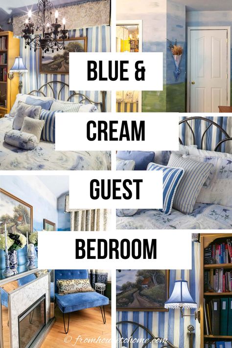 blue & cream guest bedroom Cream Guest Bedroom, Guest Bedroom Paint Ideas, Blue And Cream Bedroom, Guest Room Makeover, Guest Room Colors, Bedroom Transformation, Guest Bedroom Makeover, Guest Bedroom Design, House To Home