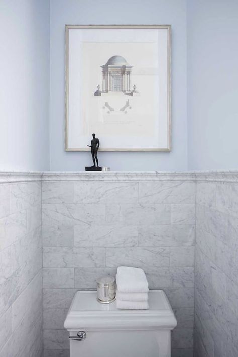 Carrara Marble half wall. Carrara Bathroom, Carrara Marble Bathroom, Townhouse Ideas, Bathroom Marble, Trendy Bathroom Tiles, Half Walls, Marble Wall Tiles, Artistic Tile, Toilet Room