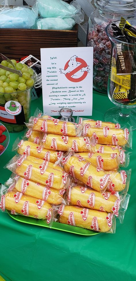 Ghostbusters Snack Ideas, Ghost Buster Party Theme, Ghostbuster Themed Dinner, Ghostbusters Dinner And Movie, Ghostbuster Party Food Ideas, Ghostbuster Food Ideas, Ghostbuster Themed Party, Ghostbusters Movie Night, Ghostbusters Themed Food