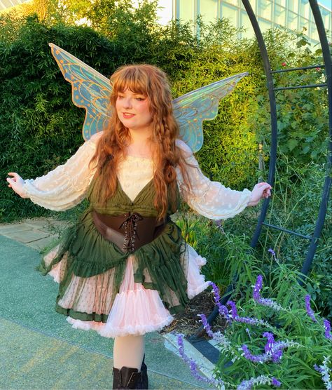 Halloween Renaissance Faire Cute Fairy Adult Costume Fairy Halloween Costumes Plus Size, Plus Size Faerie, Plus Size Faerie Costume, Forest Fairy Costume Halloween, Plus Size Fairy Cosplay, Easy Fairy Costume Women, Garden Elf Costume, Woodland Faerie Costume, Fairy Outfit Plus Size