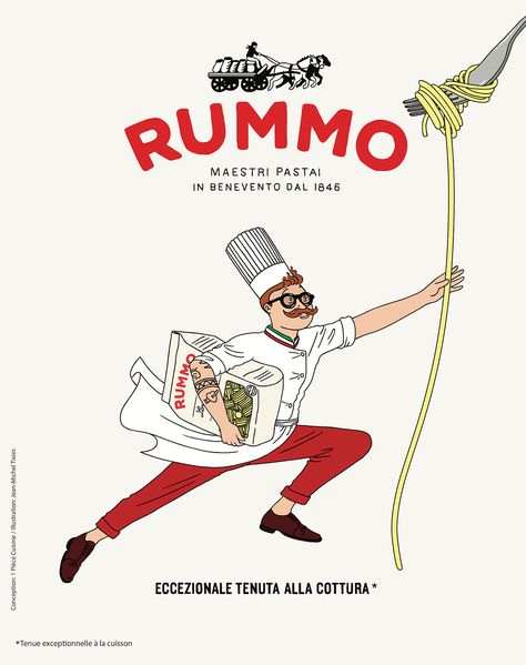 Rummo advertising @lefooding on Behance Pasta Packaging, American Burger, Yellow Quotes, Poster Food, Illustration Agency, Illustration Food, Jean Michel, Brand Building, Retro Illustration