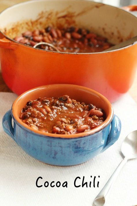 Lighter Chili With Cocoa Powder Chili Recipe With Cocoa Powder, Chili With Cocoa Powder, Chili With Cocoa, Cocoa Chili Recipe, Recipe With Cocoa Powder, Chili Powder Recipe, Cocoa Powder Recipes, Black Bean Soup Recipe, Favorite Chili Recipe