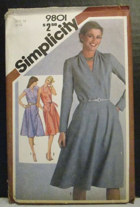 Simplicity Pattern 9081 Misses Dress Size 12 Bust 34" Sleeve Var Uncut Vintage | eBay Wrap Dress Sewing Patterns, Sleeve Variations, Wrap Dress Pattern, Miss Dress, Couture Vintage, Sewing Pattern Sizes, Simplicity Patterns, Dress Sewing Pattern, Vintage Sewing Patterns