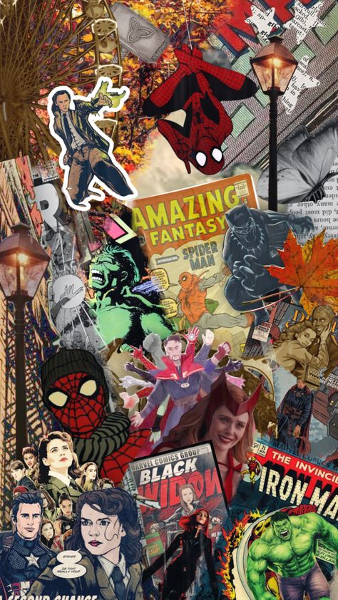 #marvel #avengers #shuffles #collage Avengers Collage Wallpaper, Marvel Collage Aesthetic, Marvel Shuffles, Marvel Collage Wallpaper, Marvel Scrapbook, Comic Book Collage, Shuffles Collage, Mcu Wallpaper, Marvel Collage