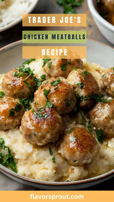 Trader Joe’s Chicken Meatballs Recipe – Flavor Sprout Trader Joe’s Turkey Meatball Recipes, Quick And Easy Trader Joes Meals, Quick Trader Joes Dinners, Easy Dinner Trader Joes, Easy Trader Joe’s Dinners, Trader Joes Meatball Recipes, Trader Joe’s Chicken Meatball Recipe, Trader Joes Chicken Meatballs, Trader Joes Chicken Meatball Recipe