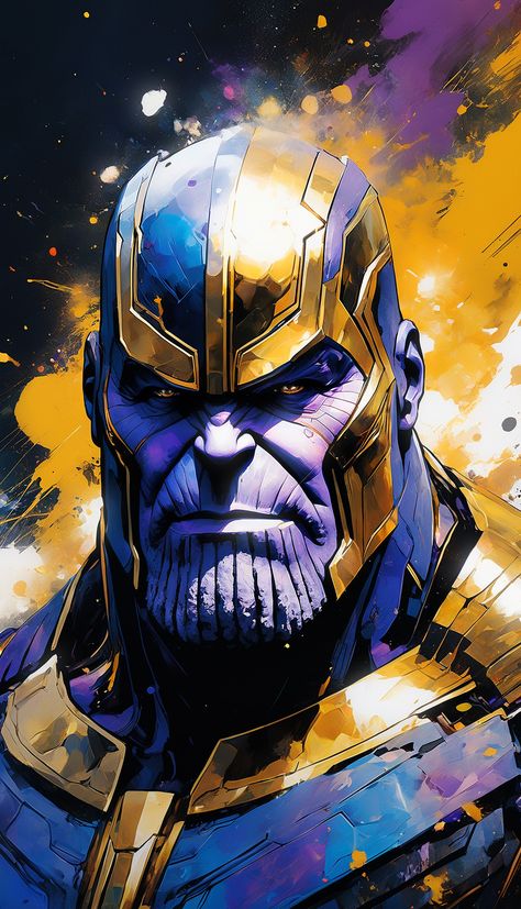 #Thanos #Thanos Concept Art #Thanos Wallpaper #Thanos Figurative Art Golden Gauntlet, Thanos Painting, Thanos Art, Marvel Rogue, Scarlet Spider, Thanos Marvel, Comic Poster, Marvel Artwork, Marvel Villains