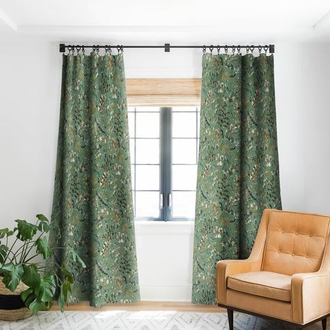 East Urban Home Ninola Botanical Plants Bio Floral Room Darkening Rod Pocket Single Curtain Panel | Wayfair Botanical Plants, Floral Room, Green Curtains, Sheer Curtain Panels, Floral Curtains, Darkening Curtains, Rod Pocket Curtain Panels, Room Darkening Curtains, Wild Nature