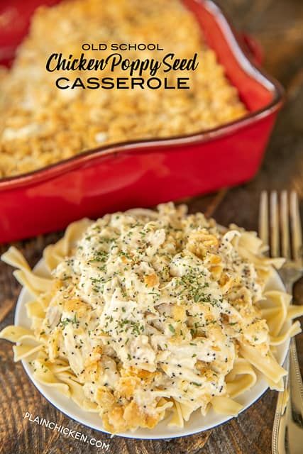 Old School Poppy Seed Chicken Casserole Meaty Casseroles, Poppy Seed Chicken Casserole, Chicken Noodle Casserole Recipe, Chicken Casserole Dinners, Cheesy Chicken Pasta, Poppy Seed Chicken, Creamy Chicken Casserole, Casserole Chicken, Creamy Chicken And Rice