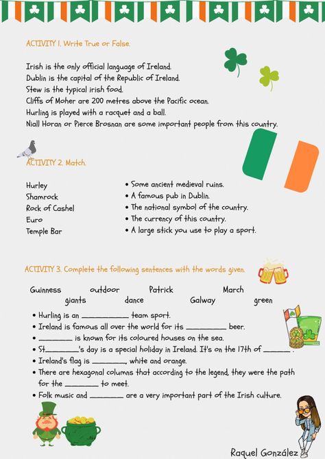 Ireland Worksheet, Ireland Activities, Culture Worksheet, Passive Voice, British Culture, Irish Language, Language Worksheets, English Grammar Worksheets, Subtraction Worksheets