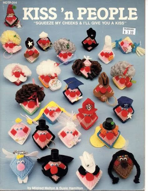 Fields Of Heather: Squeeze My Cheeks Vintage Plastic Canvas Christmas Ornaments Squeeze Cheeks, Plastic Canvas Squeezums, Plastic Canvas Books, Canvas Ornaments, Plastic Canvas Ornaments, Plastic Canvas Ideas, Santa Patterns, Plastic Mesh, Plastic Canvas Pattern