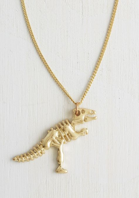 How cute is this?  SheLoveScience.com Dinosaur Pendant, Dinosaur Necklace, Unique Mothers Day Gifts, Golden Necklace, Golden Jewelry, Yellow Gold Jewelry, Button Jewelry, Geek Gifts, Dainty Jewelry